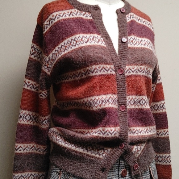 Vintage Razzle Dazzle Cardigan Sweater in Autumn Colors - Picture 3 of 15